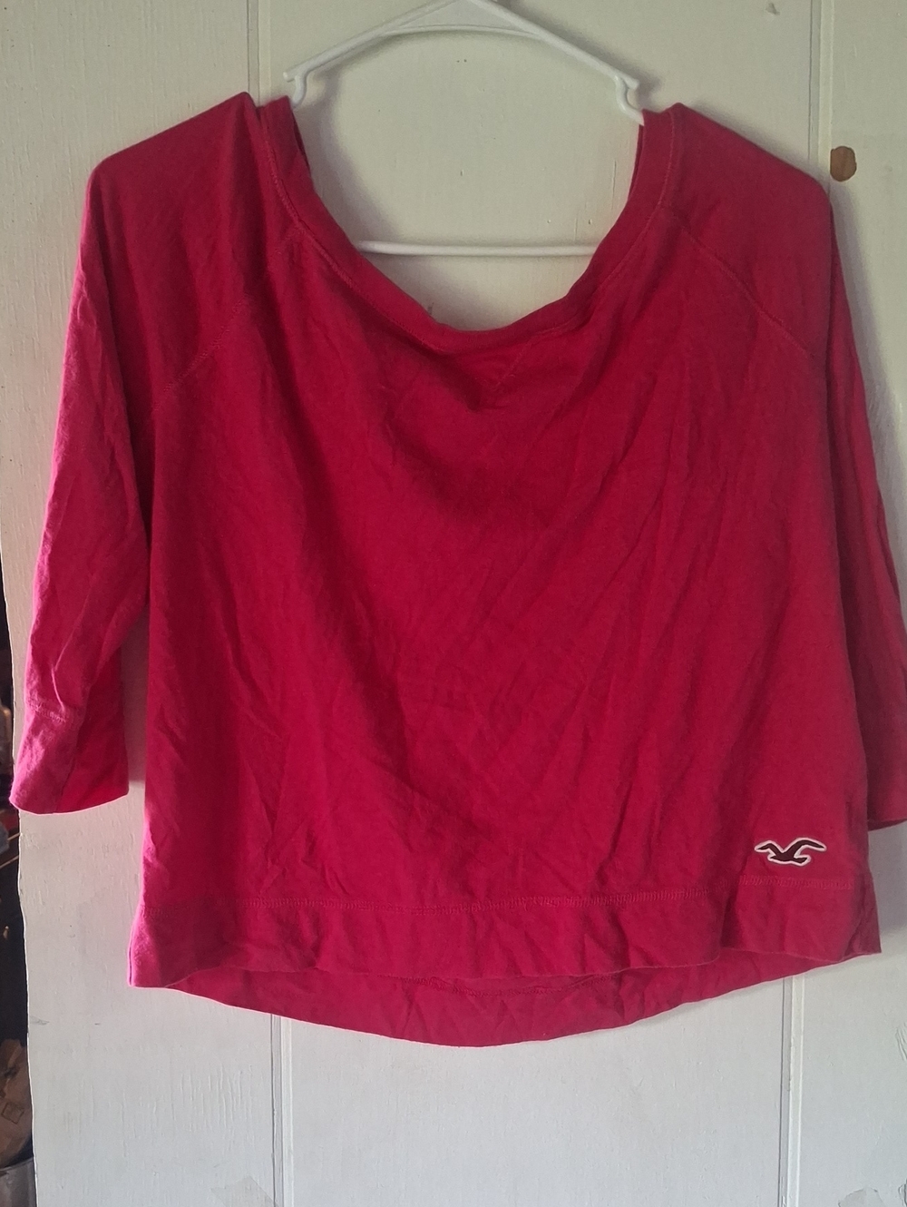 Hollister Hot Pink Long Sleeve Scoop Neck Top